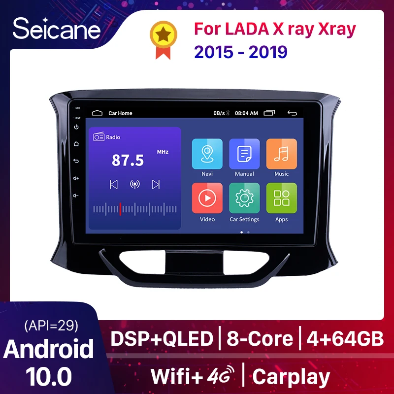 

For LADA X ray Xray 2015 2016 2017-2019 Car Radio Multimedia Video Player GPS Navigation 4GB+64GB Android 10.0 QLED Carplay DSP