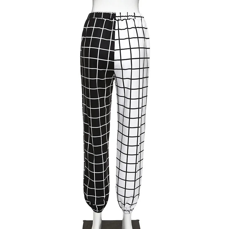 Contrast Cargo Pant For Women Loose Hight Waist Plaid Jogging Trousers Sporty Pants Elasticity Sportpants 2023 Summer