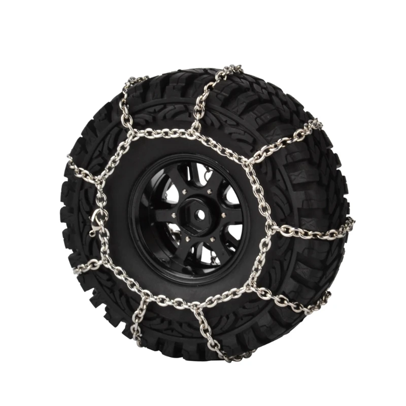 4Pcs Metal 120mm 1.9Inch Tires Snow Chain for 1/10 RC Rock Crawler Traxxas TRX-4 TRX4 Axial SCX10 90046