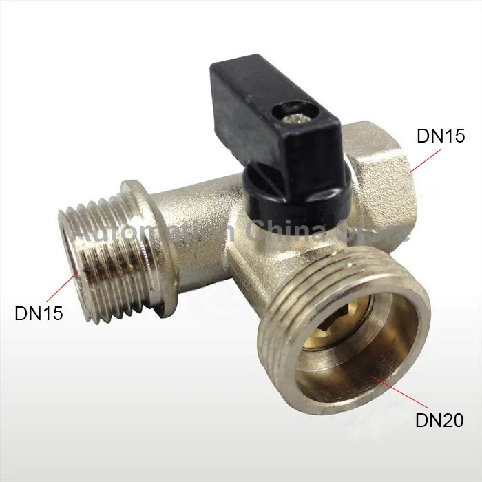 Three-way Ball Valve T type Brass DN15*DN20 G1/2