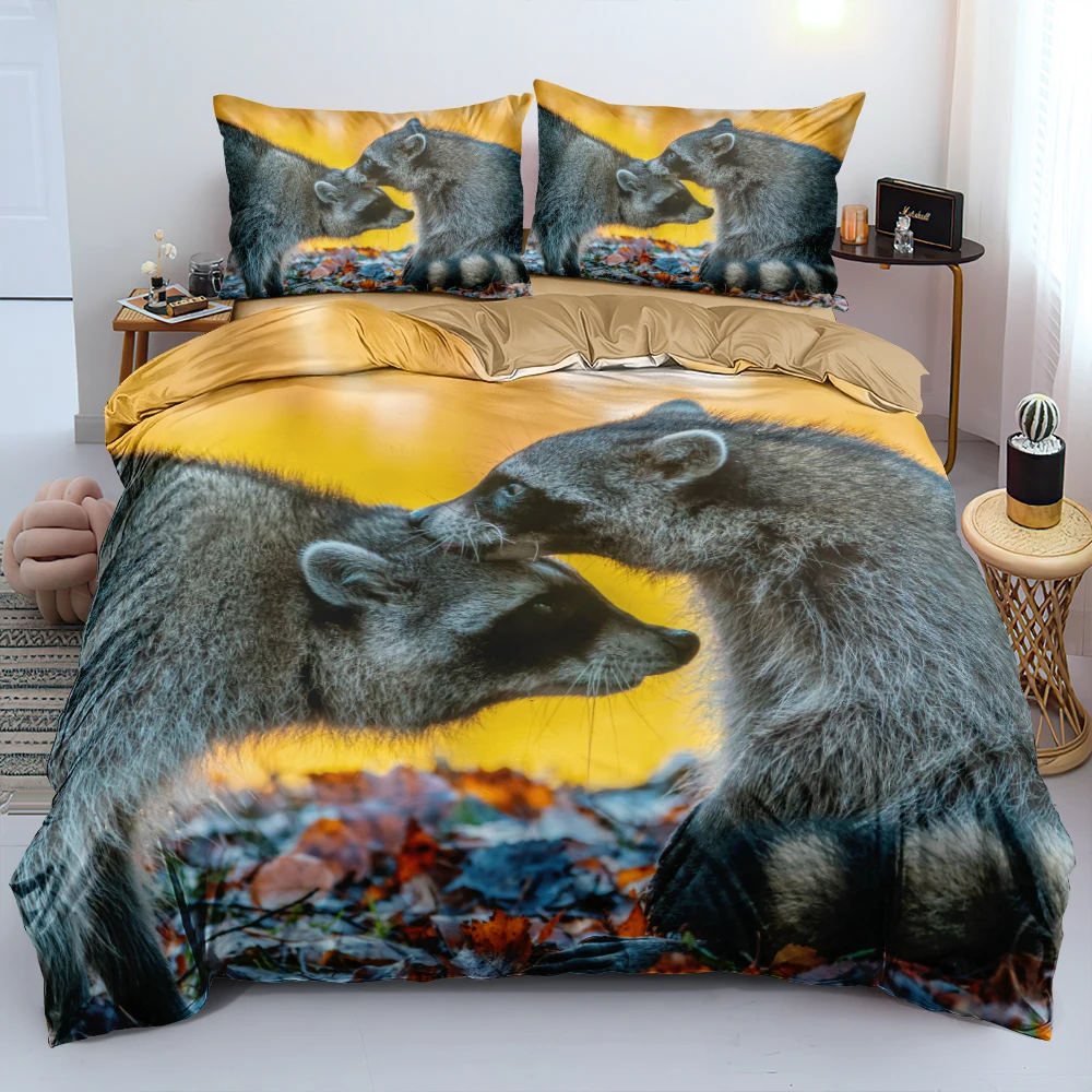 3D Couple Raccons Duvet Cover Set Custom Design Comforter/Quilt Cover Set Twin Queen King Size 265x230cm Bed Linen Home Textile