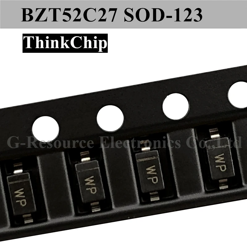 (100Pcs) BZT52C27 SOD-123 SMD 1206แรงดันไฟฟ้าStabilizedไดโอด27V (เครื่องหมายWP)