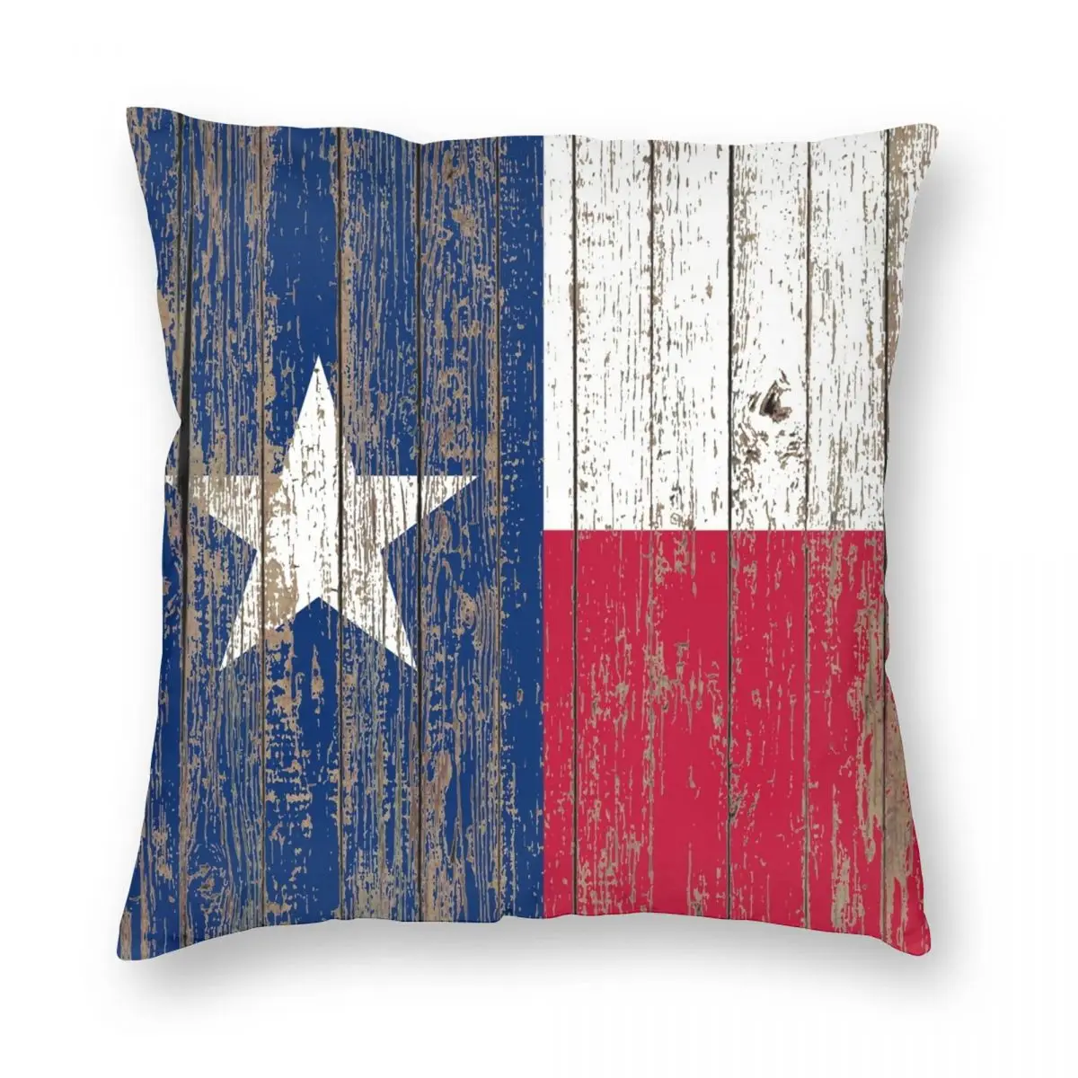 Primitive Woodgrain Western Country Lone Star Flag Of Texas Square Pillowcase Polyester Linen Velvet Printed Zip Decor Car