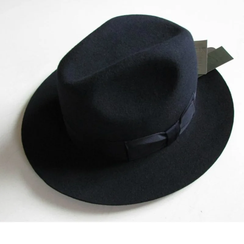 2018  Crushhat 100% Wool From Australian Fedora Fashion Unisex Black Homburg Panama Jazz Hat Men Panama Fedora Black Hats B-1540