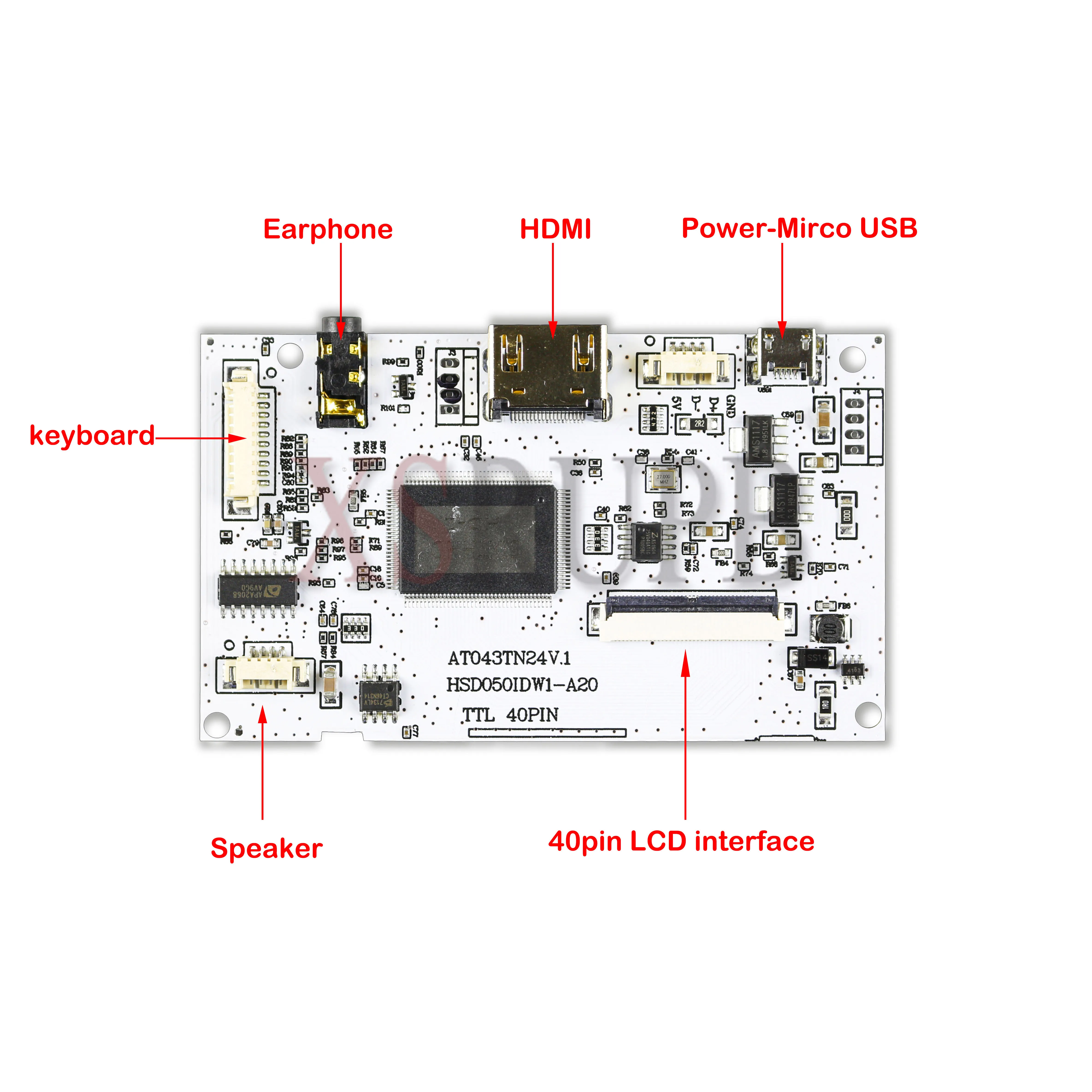 HDMI LVDS płyta sterowania głośnik słuchawki do 40 pinów ekran LCD AT043TN24 V.1 480(RGB)× 272 HSD050IDW1-A20 800(RGB)× 480