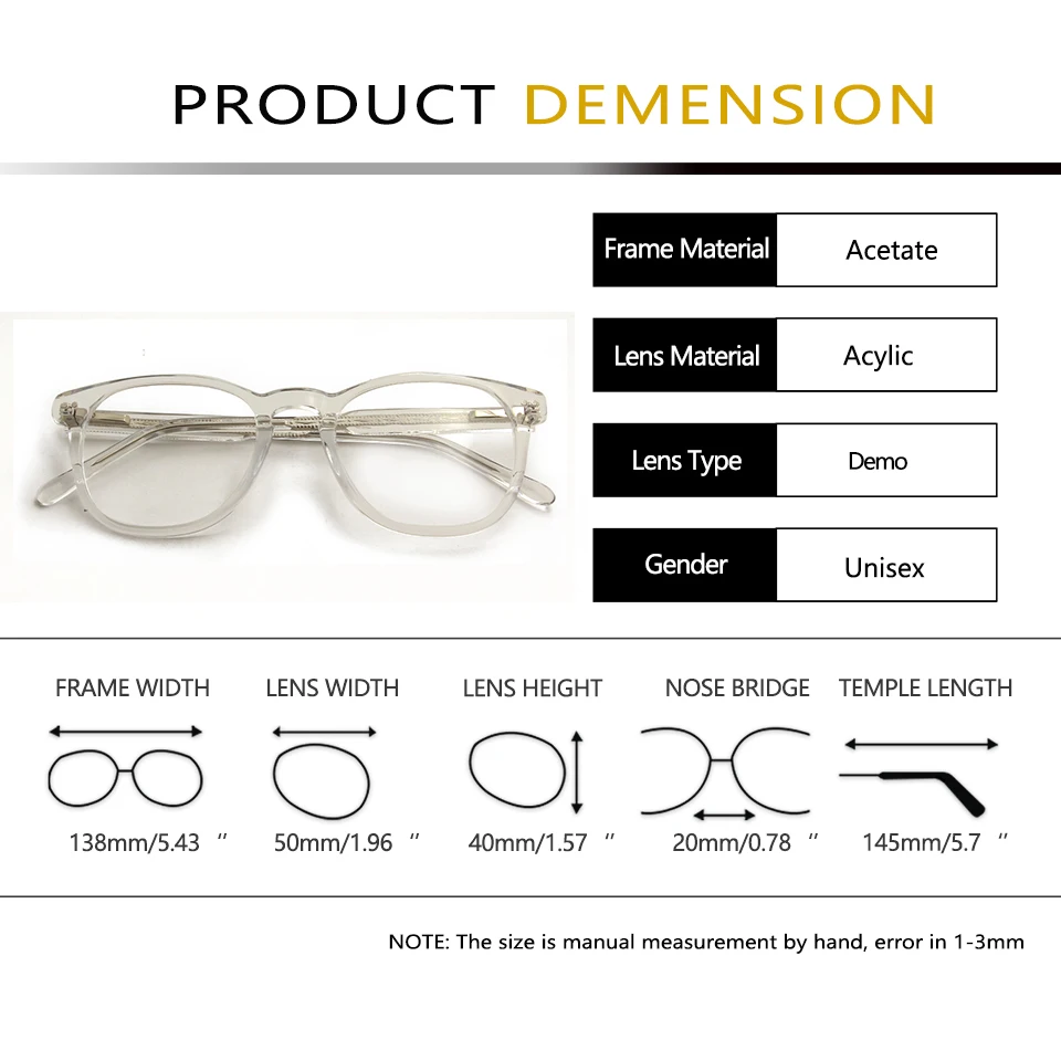 Acetate Transparent Eye Glasses For Women Mens Vintage Big Round Gray Clear Eyeglasses Frame For Men Optical Eyewear oculos