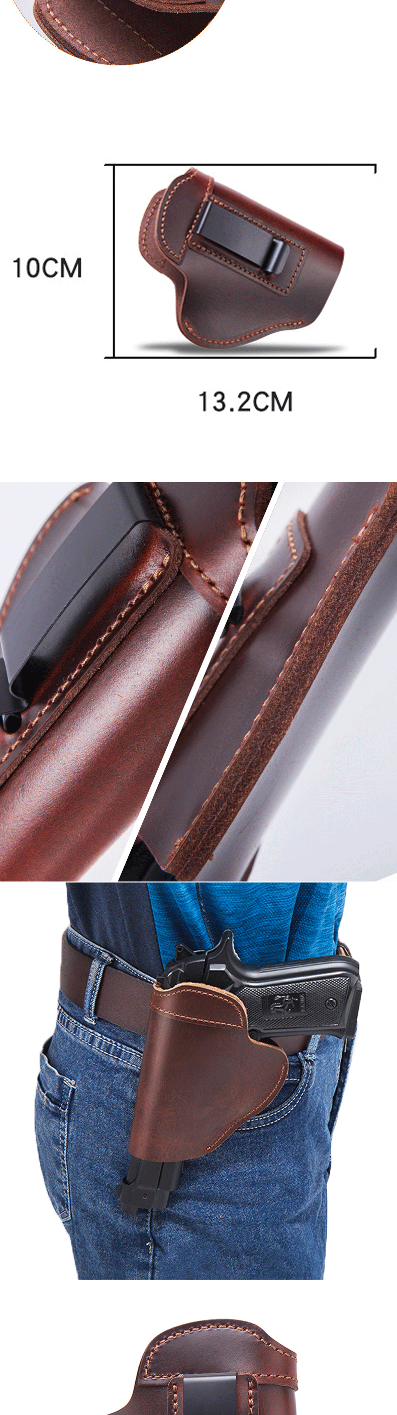 Tactical Left Right Leather Holster for Concealed Carry Airsoft IWB Gun Holsters for 17 19 9mm Hunting Universal Leather Case