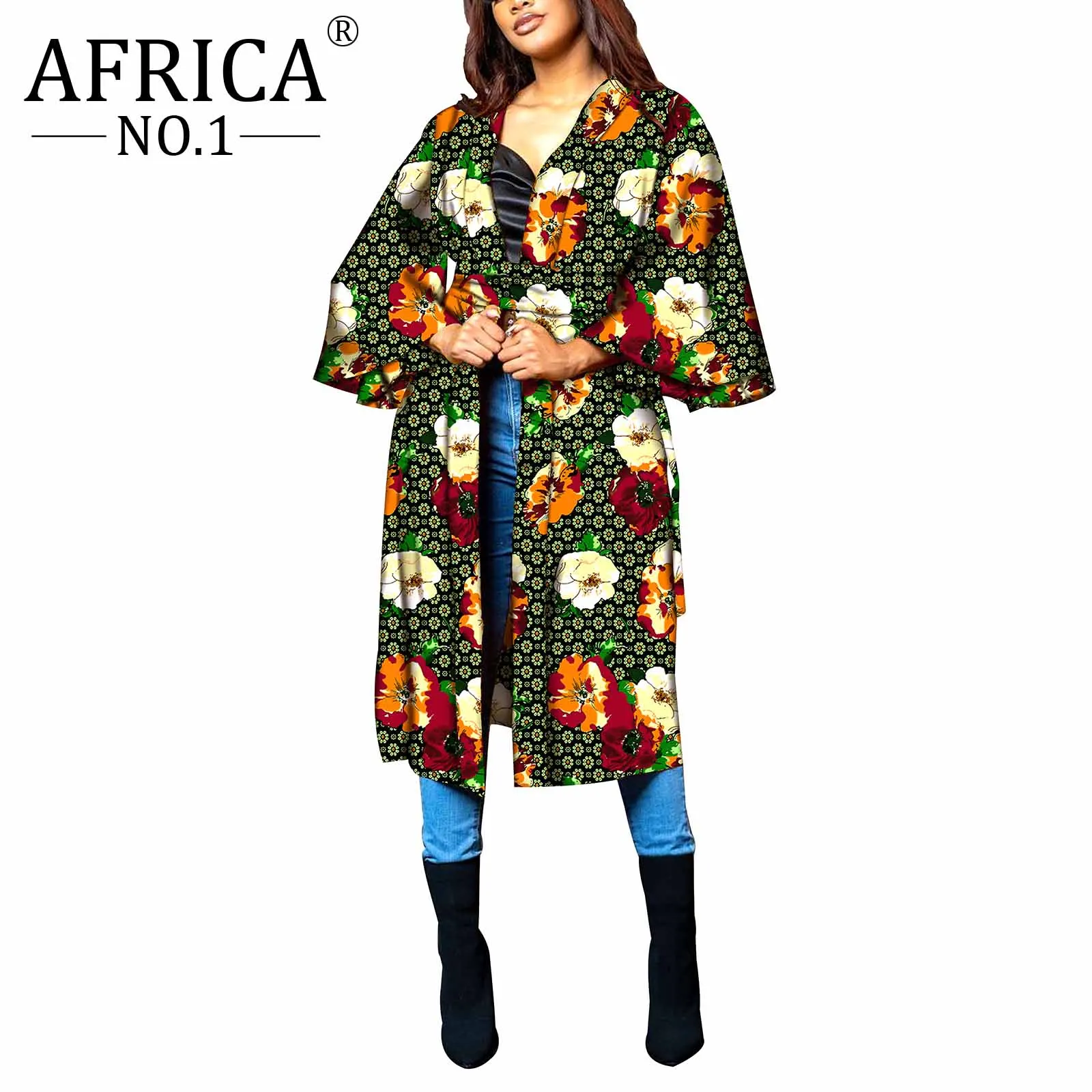 African Clothing For Women Dashiki Windbreaker Pure Cotton Floral Elegant Colorful Wax Jacket Turn Down Collar Casual Design