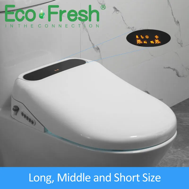 Ecofresh-assento Sanitário Aquecido Inteligente Forma de u o v Tampa Elétrica para Bidé Luz Led wc