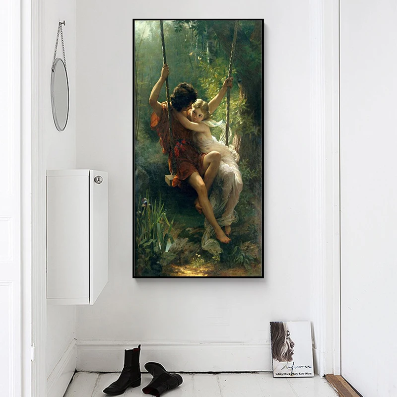 France Pierre Auguste Cot's Springtime Canvas Paintings Posters and Famous Prints Wall Art Pictures for Living Home Decoration