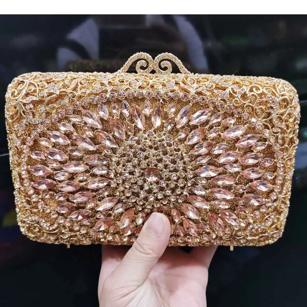 

Luxury Champange Banquet Handbags Women Wedding Bridal Purse pochette female Clutch Bags Evening Bags