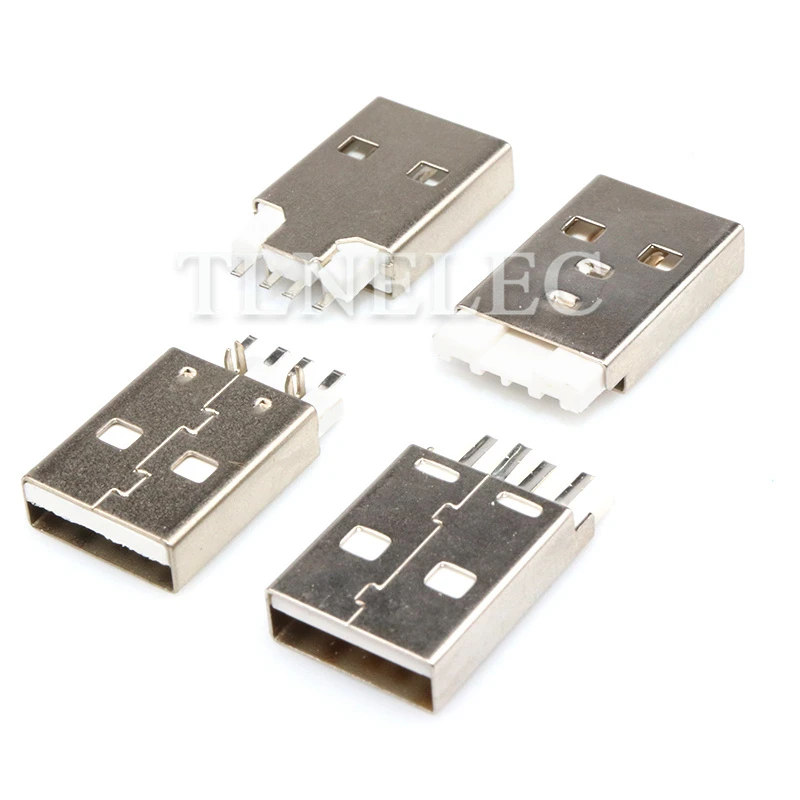 5 pces usb 2.0 tipo um cabo de dados conector de carregamento interface 90 graus 180 graus fêmea masculino solda soquete