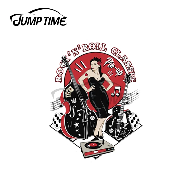 Jump Time 13 x 9cm For Rockabilly Pin Up Girl 1950s Sock Hop Party 50s 60s Rock and Roll Car Stickers Car Accessories Waterproof