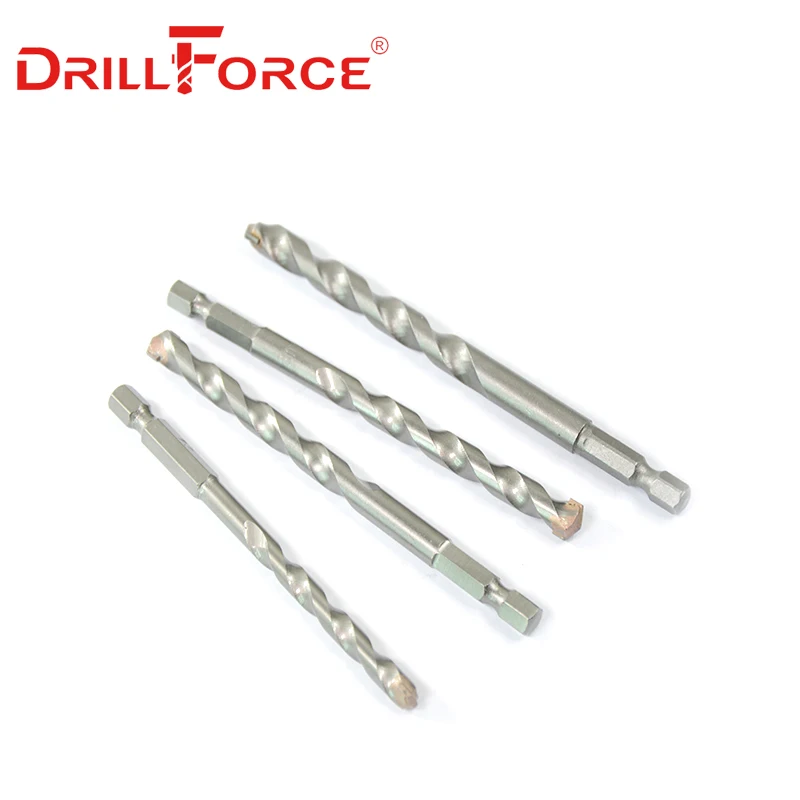 Drillforce البناء لقم التنغستن كربيد يميل الخرسانة الطوب الحجر الحفر مجموعة حجم 4/5/6/8/10 مللي متر التغيير السريع عرافة عرقوب