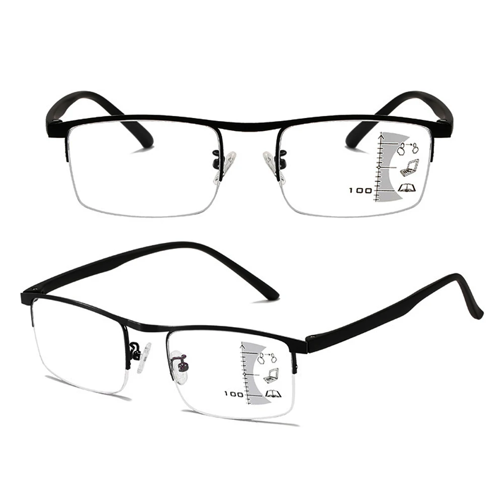 

CLARA VIDA Blue Light Blocking Progressive Multifocal Smart Far and Near Squared Frame Men Women +1.0 +1.5 +2.0 To +4.0