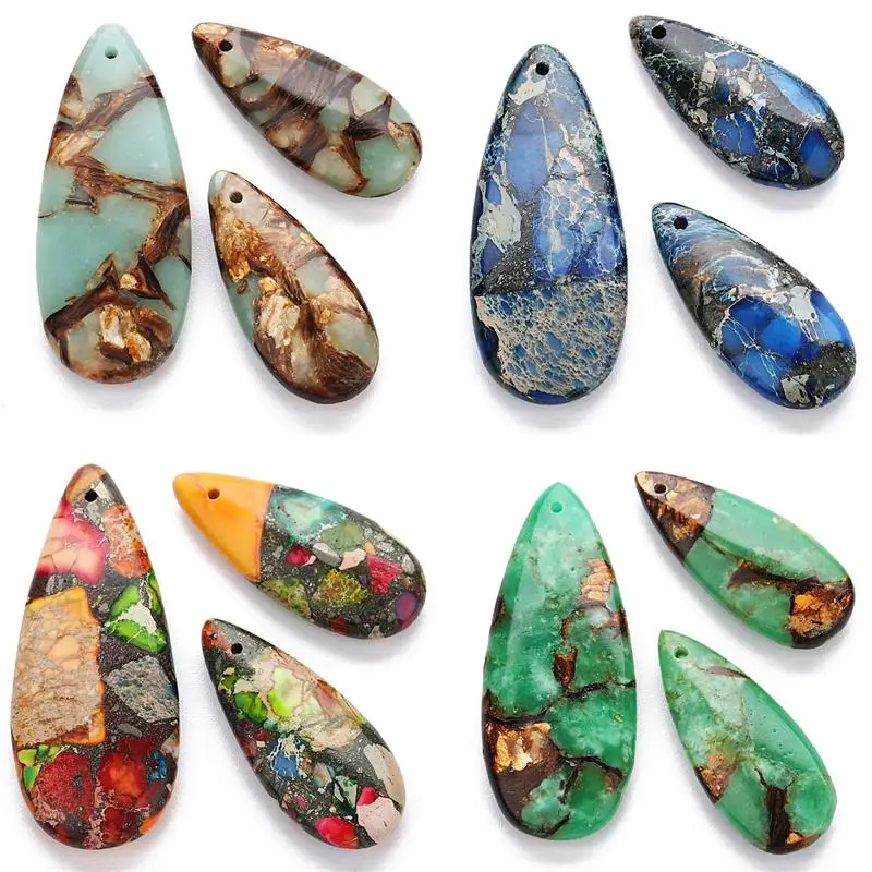 10 Colors Imperial Natural Stone Earrings Big Waterdrop Charms For Women Necklace Pendants Handmade Diy Jewelry Making DIY Jewel