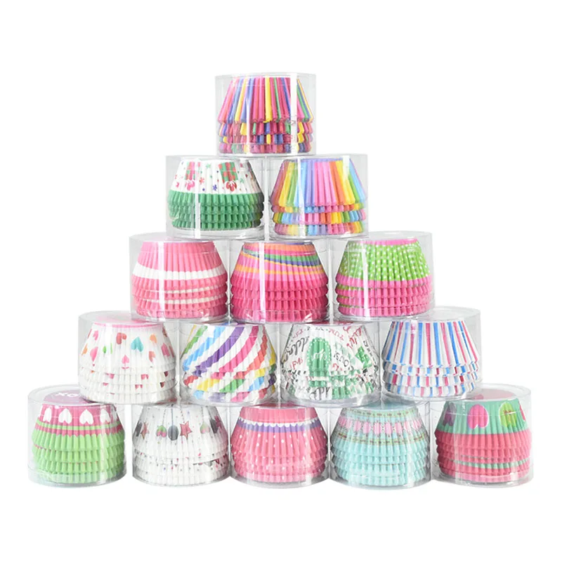 100Pcs Paper Muffin Cup Box Cupcake Liner DIY Birthday Wedding Christmas Home Party Baking Dessert Supplies Kitchen Accessories