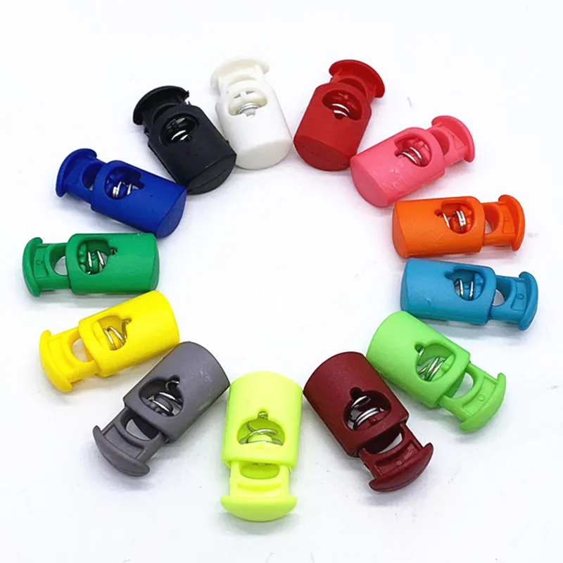 10pcs Colorful Plastic Spring buckle Cord Lock Spring Stop Toggle Stopper Clip For Sportswear Clothing Shoes Rope DIY Craft Part