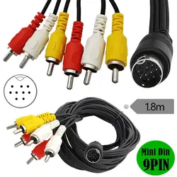 Mini DIN 9Pin to 6 RCA mini DIN 9-pin Male to 6RCA Audio and Video Cable 1.8M 6FT