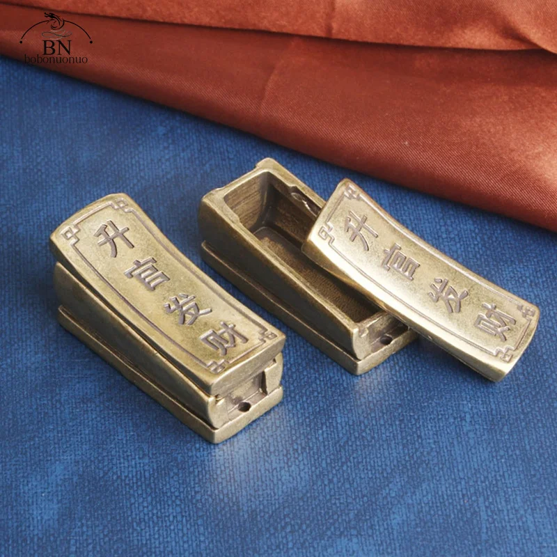 Adornos de Ataúd de Cobre Puro, Artesanía de Latón Hecha a Mano, Tapa Abrible, Atrae la Suerte y la Riqueza, Decoración de Escritorio para el Hogar con Feng Shui Chino