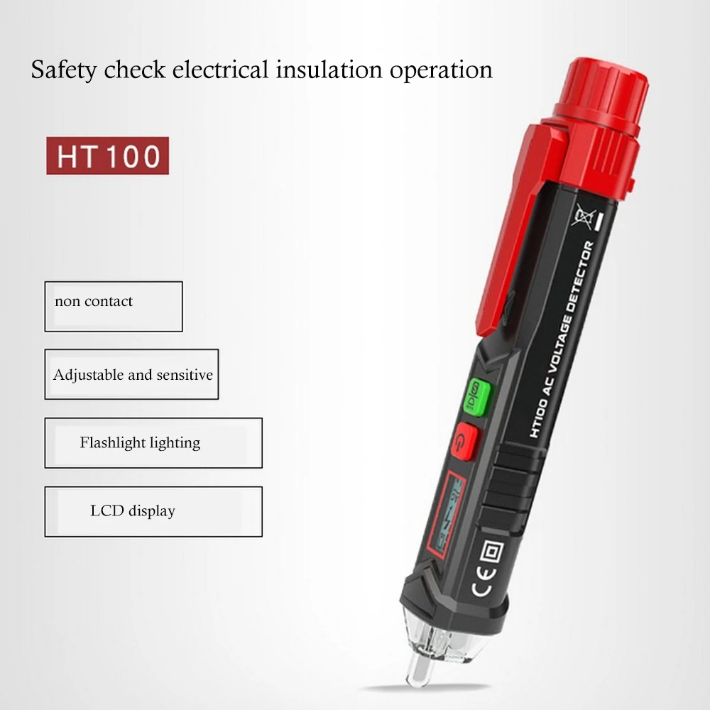 HT100 Spannung Tester Pen Intelligenten Nicht-kontakt Pen Alarm AC Spannung Detektor Dual Empfindlichkeit Tester Sensor mit Taschenlampe