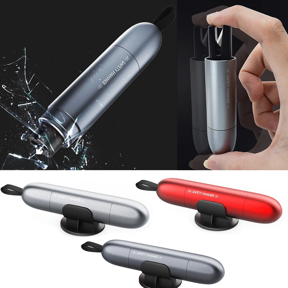 

NEW Car Safety Hammer Car Window Glass Breaker Auto Seat Belt Cutter Knife Life-Saving Escape Hammer Car Emergency Tool Silver