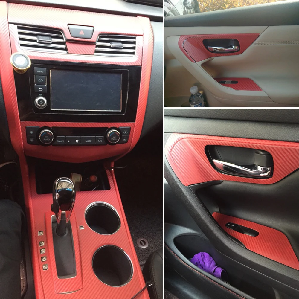 

Car-Styling 5D Carbon Fiber Car Interior Center Console Color Change Molding Sticker Decals For Nissan teana J33 2013-2018