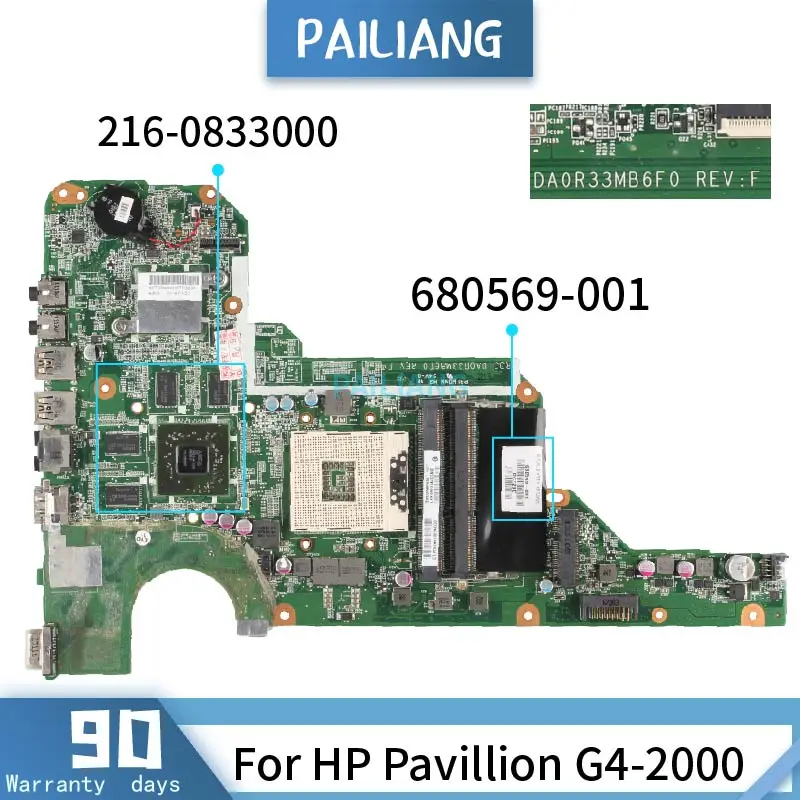 680569-001 For HP Pavillion G4-2000 DA0R33MB6E0 SLJ8E 216-0833000 Mainboard  Laptop motherboard tested OK