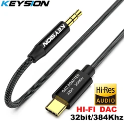 KEYSION HIFI DAC Kopfhörer Verstärker USB Typ C zu AUX Lautsprecher Kabel Adapter 32bit 384kHz HD Digital-Decoder Auto audio Eingang Schnur