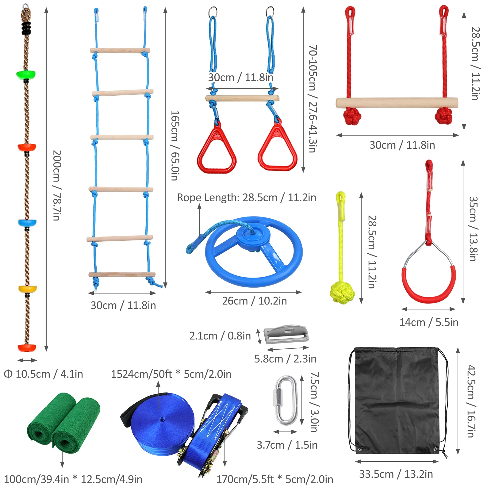 Kids Climbing Obstacle Kit Children Line Hanging Obstacle Course Outdoor Playset Swing Accessories slackline