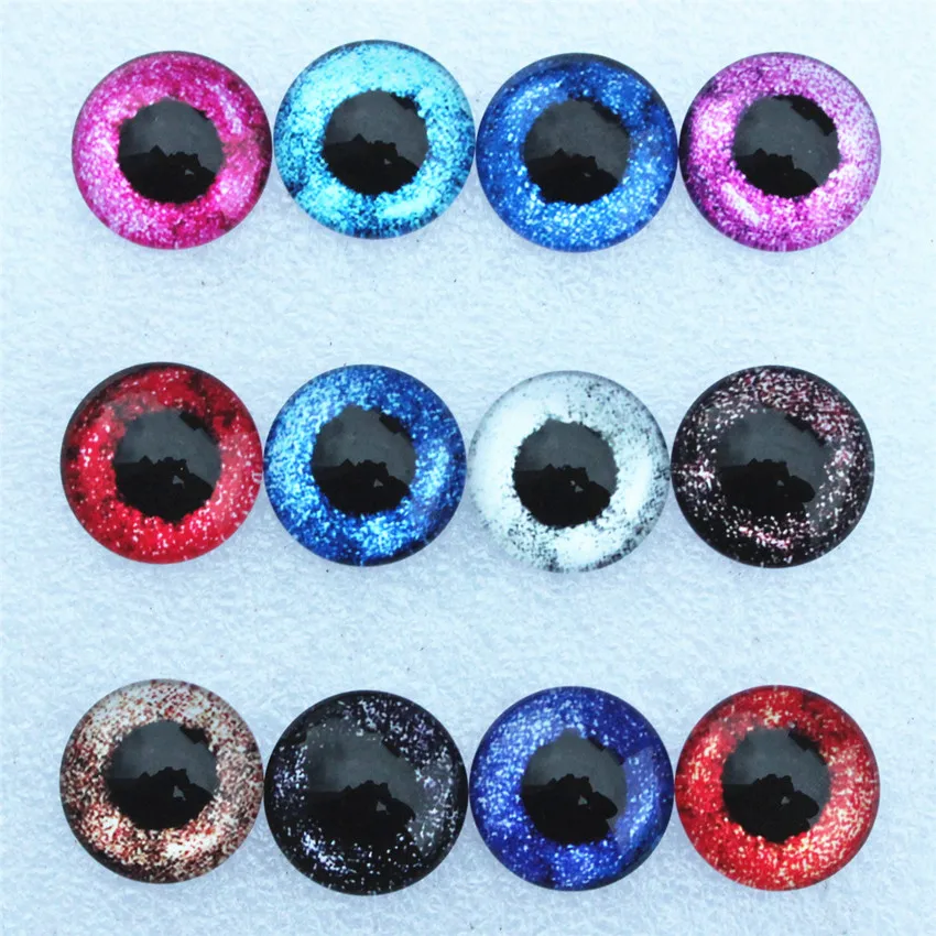 6 8 10 12 14 16 18 20 25mm  Random Mixed Dragon Cat Eyes Pattern Round Glass Cabochon Flatback Photo DIY Making Accessory Paired