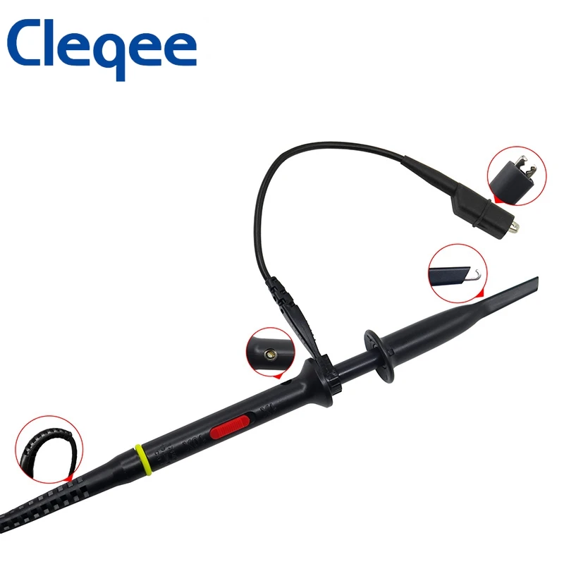 Cleqee P7200 200MHz راسم الذبذبات التحقيق X1/X10 BNC التوصيل غطاء حماية نطاق التحقيق DC-200MHz مع حلقات اللون