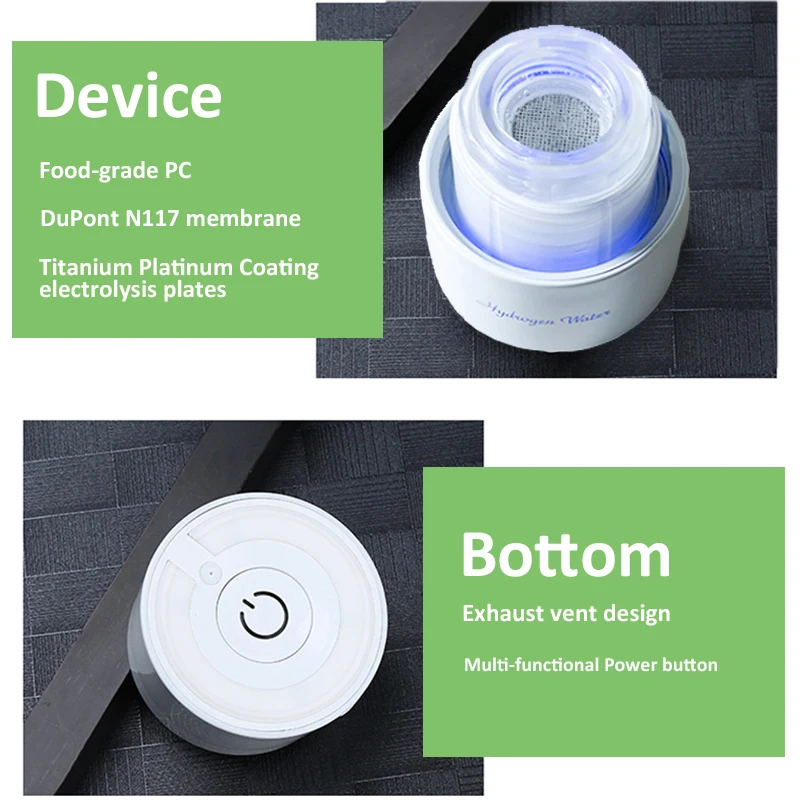 كوريا مولد الهيدروجين زجاجة ماء المحمولة H2 كوب آلة الاستنشاق SPE & PEM التحليل الكهربائي الماء المؤين التنفس H2 طقم غاز