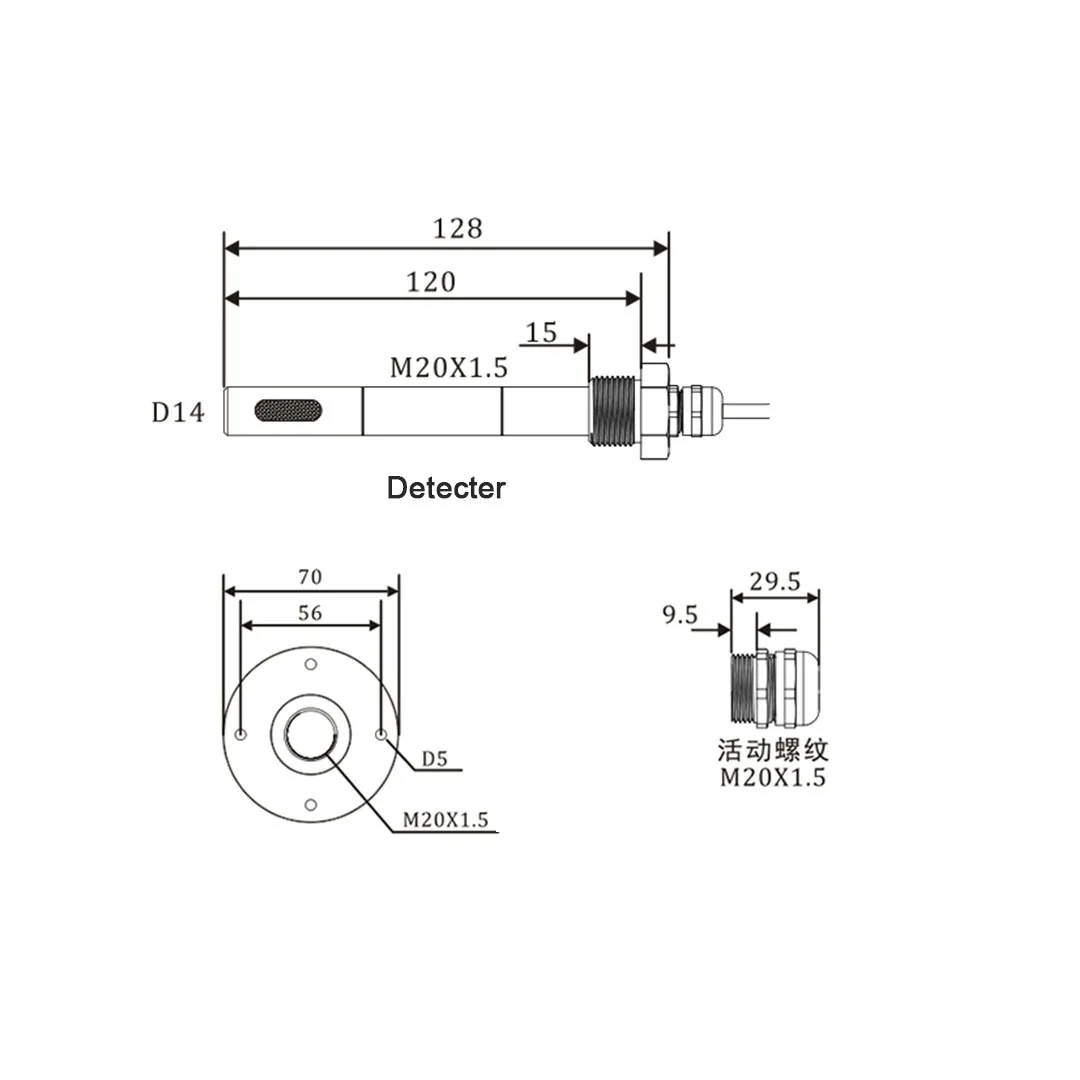 Fande-デジタルディスプレイ付き温度計,0-120 ℃ のrs485または4-20ma湿度センサー