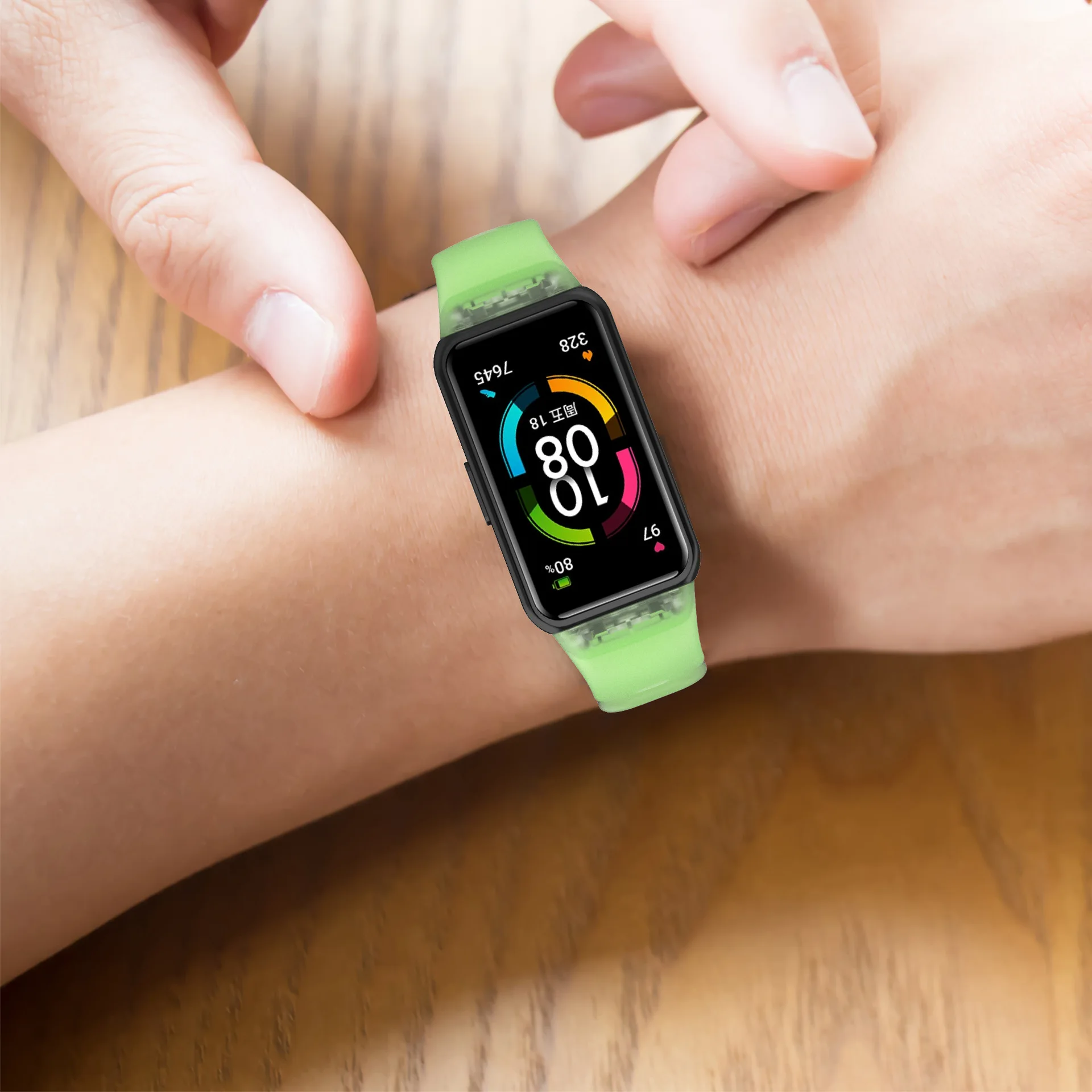 화웨이 아너 밴드 6 투명 캔디 컬러 소프트 TPU 스포츠 스트랩, 화웨이 밴드 6 스마트 손목 밴드 교체용 스트랩