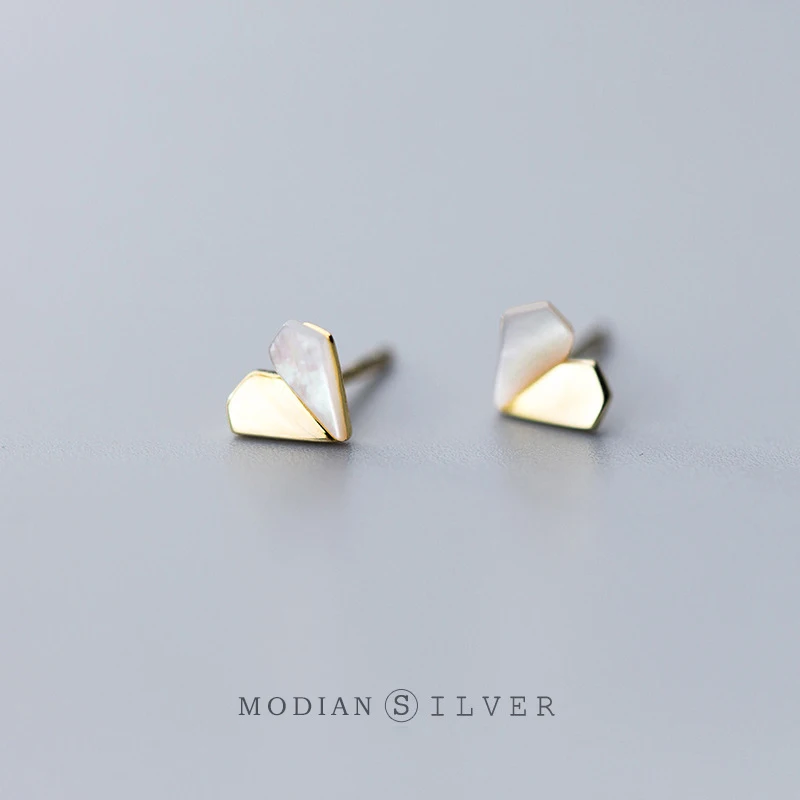 

Modian Small Cute Opal Stud Earrings 925 Stelring Silver Gold Color Ear Studs For Women Grils Korean Wedding Statement Jewelry