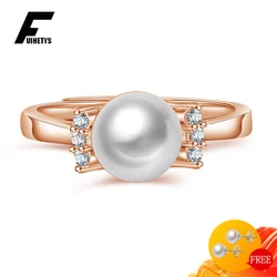 Trendy Rings 925 Silver Jewelry with Pearl Zircon Gemstone Open Finger Ring Accessories for Women Wedding Engagement Wholesales