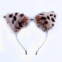 Korean Cartoon Cosplay Anime Show Headband Plush Leopard Cat Fox Ears Fascinator Cute Women Girls Fanshion Hair Accessories