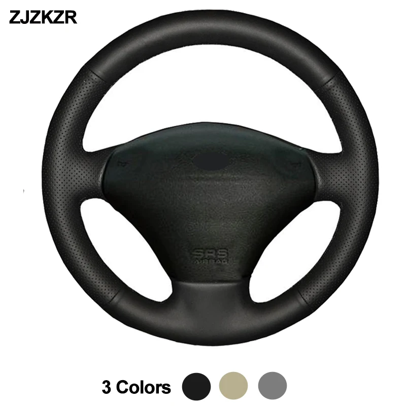 Black Beige Gray Car Auto Steering-Wheel Cover Wrap Hand Sewing Volant For Ford Fiesta 4 1996-2003 2004 2005 2006 Mk4 1996-2006