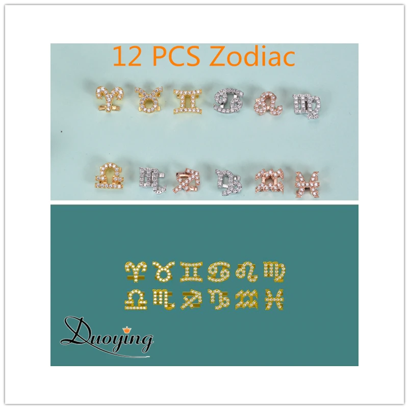 Duoying DIY Slider Charms Bangles Custom 12pcs Zodiac Birthstone Bangle Zirconia Charm Custom Bangles Personalized Bangles Gift