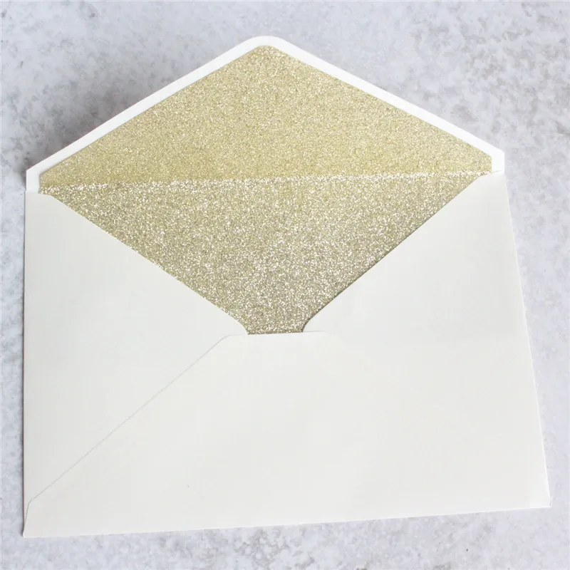 Invitation envelop with glittery insert rectangular square shape multi colors 50pcs