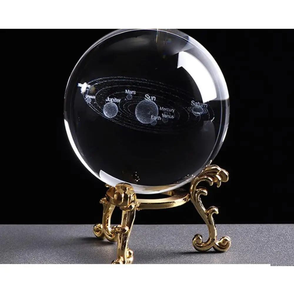 1 Pc/Pack 3D Crystal Laser-Engraved Miniature-Planet Solar System for Education