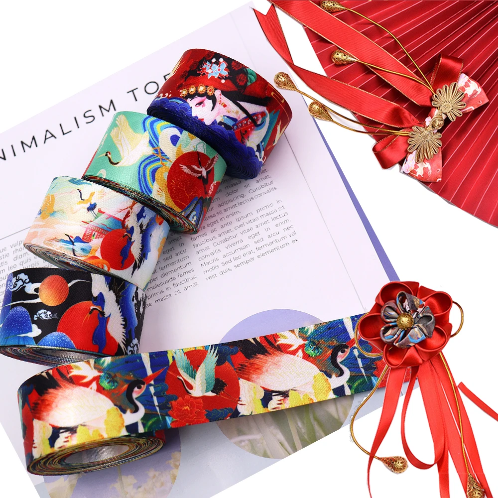 Chinese Style Ribbon Satin Ribbon Decorative Ribbon for Hair Bows Lanyards Wrapping Party Decor Sewing Craft 1.5 Inch x 5 Yards