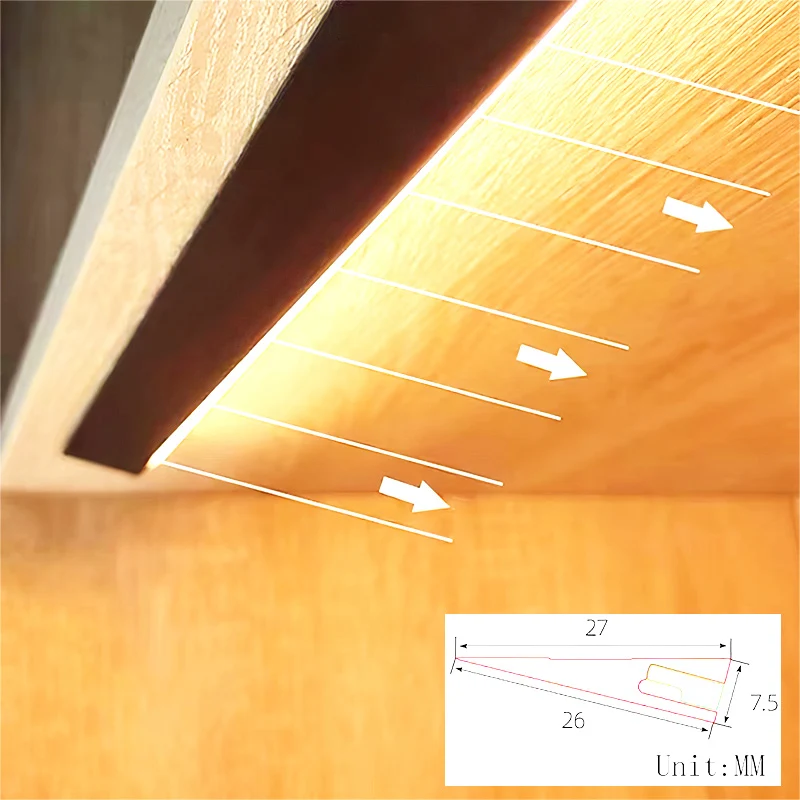 45 grad Winkel Schräge Innere Beam Vorder Schrank Schicht Regal Rand Seite LED Streifen DC12V Innen Beleuchtung Schrank Spind Licht