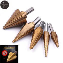 1PC Titanium Coated Step Drill Bit Hss Multiple Hole Triangle shank Step Drills 1/4-11/8 3/16-7/8 1/4-3/4 3/16-1/2 1/8-1/2 Inch
