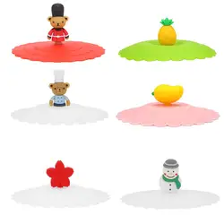 Cartoon Reusable Cute Anti-Dust Silicone Cup Lid Tea Cup Cover Reusable Silicone Lid Seal Cover Drinkware Suction Seal Cup Lid