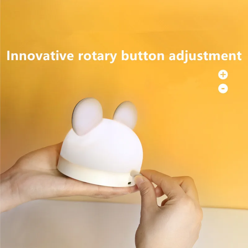 Dimmable LED Digital Alarm Clock Electronic LED Display Cute Mouse Night Lamp USB Charging Desk Clock For Home Decoration