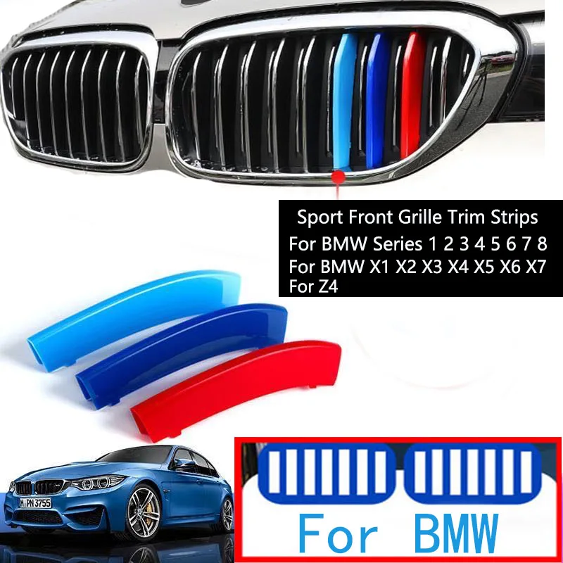 3Pcs Car M Grille Trim Strip For BMW E60 E39 E90 E46 E91 E92 F22 F22 E81 F20 E81 Series 1 2 3 4 5 6 7 8 X1 X2 X3 X4 X6 X6 X7 Z4