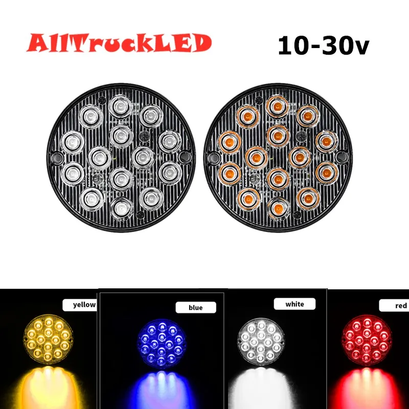 2x 14 LED Car Truck Light Emergency Signal Beacon Warning Hazard Flash Waterproof IP67 Round Lamp Safety Semaphore Strobe Light