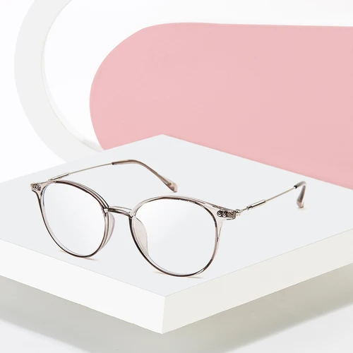 Imagen 2 del producto Montura de gafas de aleación sólida Unisex de acetato, gafas graduadas para mujer, gafas circulares metálicas de diseñador a la moda, gafas para miopía